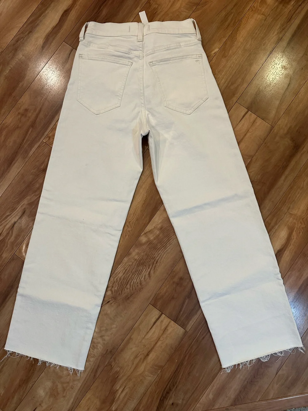 The Perfect Vintage Wide-Leg Crop Jeans Ivory Raw Hem Size 25 NWT